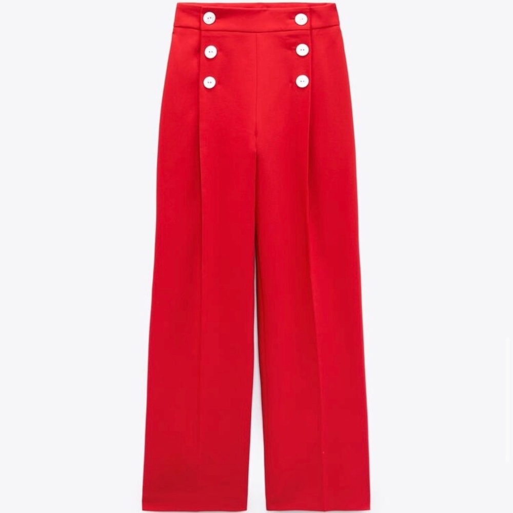 BUTTONED WIDE LEG PANTS - Picture 3 of 4